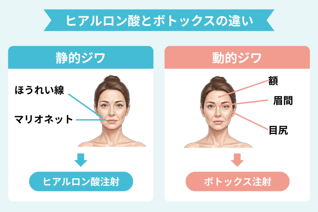 ヒアルロン酸注射とボトックスの違い