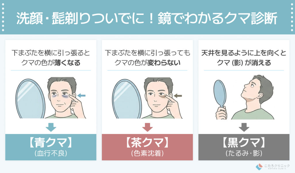 男性のクマの種類と簡単な見分け方