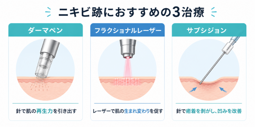 薬では治らないニキビ跡の医療治療