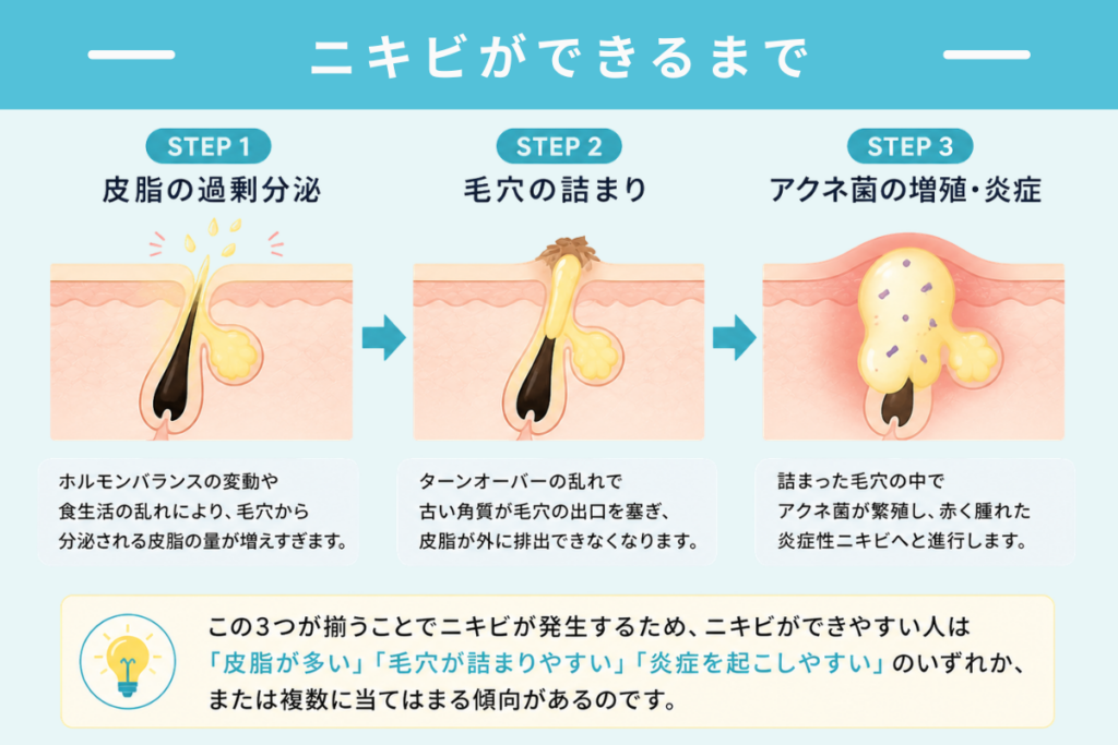 ニキビができるメカニズム